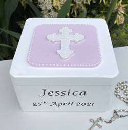 First Holy Communion </br>Trinket Box Cross Pink